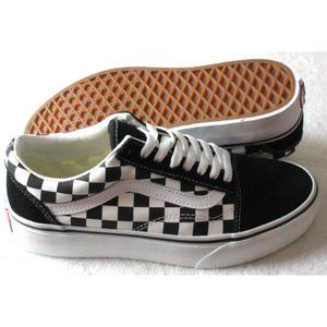 Vans Women's Old Skool Platform Checkerboard Black True White Shoes